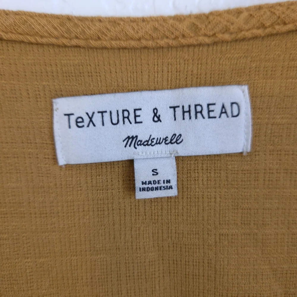 Madewell Texture & Thread Yellow Puff Sleeves Summer Midi Dress WomensSize Small - Picture 11 of 16
